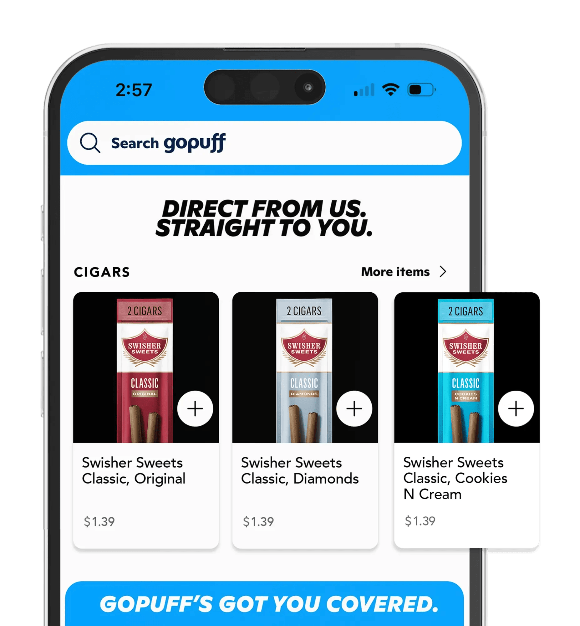 Gopuff app on phone